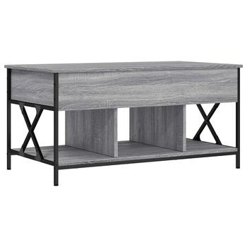 Mesa De Centro 100x55x50 Cm Madera Y Metal Trabajados - Gris