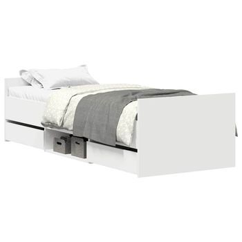Estructura De Cama Con Cabecero Piecero Blanca 100x200 Cm