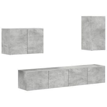 Conjunto De Mueble Para Tv De Pared 4 Uds. Gris Concreto Vidaxl
