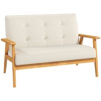 homcom sofa 3 plazas 115 cm sofa escandinavo con respaldo capitone asiento acolchado y reposabrazos beige