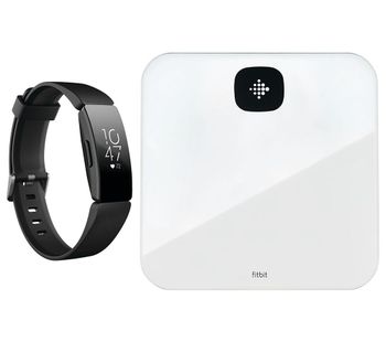 FITBIT Inspire HR Fitness Tracker & Aria Air Smart Scale Bundle - Black, Black