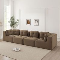 sofa modular de cuatro plazas pana marron asiento profundo y diseno sin montaje
