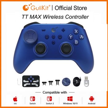Controlador de Juego Inalámbrico GuliKit TT MAX para Switch 1/2, PC, Android, iOS con Joysticks TMR de Tensión Ajustable y Anti-Deslizamiento