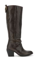 botas de piel con fruncido dark brown