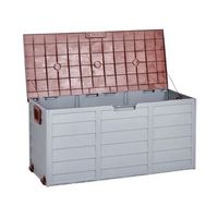 arcon para jardin caja de almacenamiento gris y marron 112 x 50 cm ruedas de plastico asas locarno