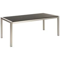 mesa de comedor de metal 180 x 90 cm 6 personas exterior negro y plateado vernio