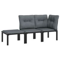 conjunto de muebles jardin 3 uds  mesa y sillas ratan sintetico negro y gris