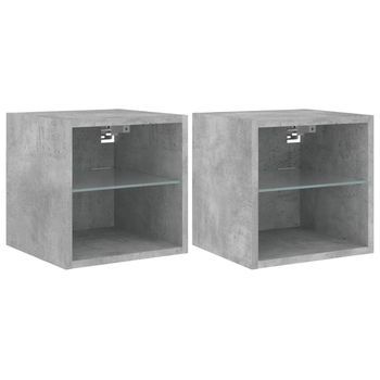 Muebles Tv De Pared Luces Led 2 Uds Gris Hormigón 30x28,5x30 Cm Vidaxl