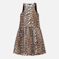 ganni leopard-jacquard midi dress - eu 34uk 6
