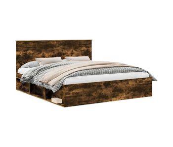 Estructura de cama matrimonial estilo con cabecera roble ahumado 180 x 200 cm