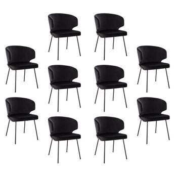 Silla De Comedor De Terciopelo Amara - Lote De 10 Negro