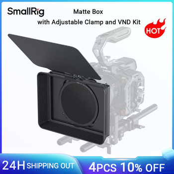 SmallRig Matte Box con abrazadera ajustable y kit VND con parasol de lente con bandera superior, para cámaras DSLR sin espejo, 67-82 mm ajustable -4411