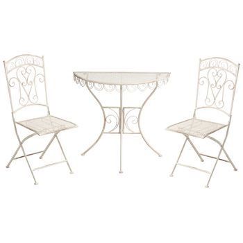 Conjunto De Balcón Jardín Exterior Metal Estilo Vintage Estructura De Hierro Beige Claro Juina
