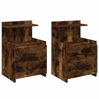 mesitas de noche  mesilla de noche  cabinete de noche 2 unidades con 2 cajones roble ahumado 40x365x62 cm cfw26944