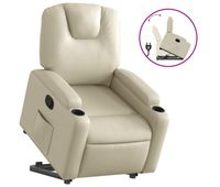 vidaxl sillon reclinable elevable cuero artificial color crema