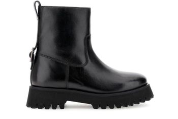 botines de piel con detalle de hebilla en la parte trasera black