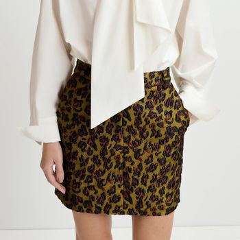 Essentiel Antwerp Generic Leopard-Cloqué Skirt - EU 40/UK 12
