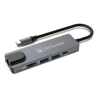 atlantis land a04-tclanhdpu base para portatil y replicador de puertos alambrico usb 32 gen 1 31 gen 1 type-c gris