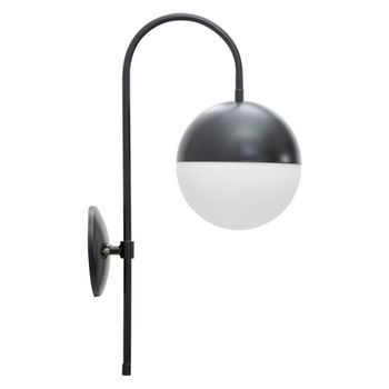 Aplique De Metal Negro Con Esfera De Cristal Blanco 19x31x51 Cm