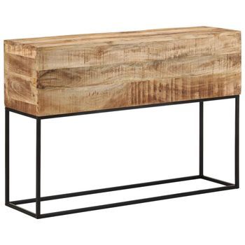 Mesa Consola Madera Maciza Mango Rugosa Y Hierro 110x30x75 Cm Vidaxl