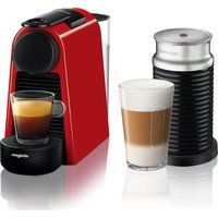 nespresso by magimix essenza mini coffee machine with aeroccino - ruby red red