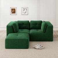 sofa esquinero modular verde de dos plazas 208  177  69 cm pana suave y modulos combinables