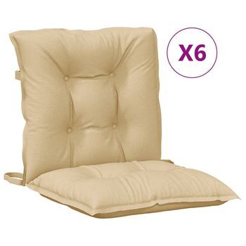 Cojines Silla Respaldo Bajo 6 Ud Tela Beige Melange 100x50x7 Cm Vidaxl