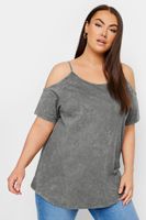 yours top hombros descubiertos gris efecto lavado mujer curvy y tallas grandes yours