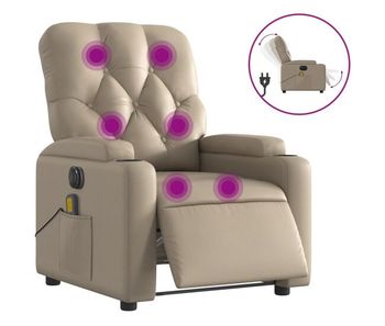 Vidaxl sillón reclinable de masaje eléctrico cuero sintético capuchino