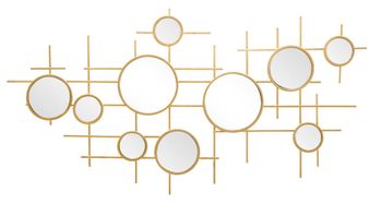 Espejo de pared geométrico de metal dorado cm 117x4,5x61