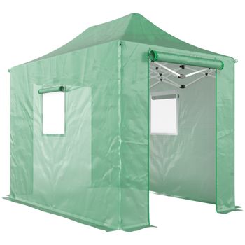 Outsunny Invernadero pop-up aprox. 200x300x270 cm Plegable, invernadero de film con tejado a dos aguas, puertas y ventanas con cremallera