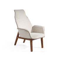 sillon tapizado tela y  maciza modelo chester - beige