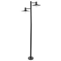 farola moderna de jardin exterior con 2 luces lampara para senderos de aluminio pantalla sintetica negro baralia