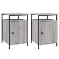mesita de noche 42x40x60 cm madera trabajada y hierro - gris