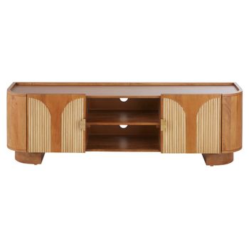 Mueble TV de mango macizo y ratán de 160 cm