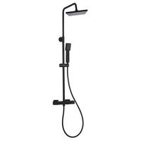columna de ducha k2o chillout sea 83-119cm diseno cuadrado negro mate - grifo termostatico altura regulable ducha de mano