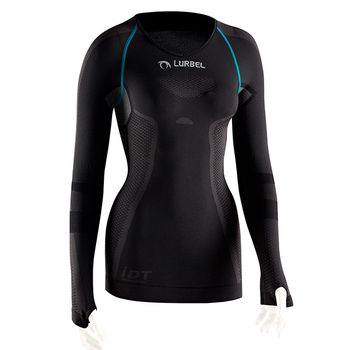 Camiseta termo-reguladora mujer Lurbel Cristallo Long Sleeves W - L, GRIS MARENGO / TURQUESA