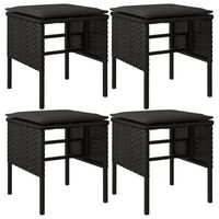 4 piezas taburetes de jardin  otomana de jardin  reposapies de jardin con cojines ratan sintetico negro