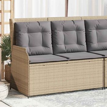 Sillón Reclinable De Jardín | Silla De Exterior Con Cojines Ratán Sintético Beige Cfw231577