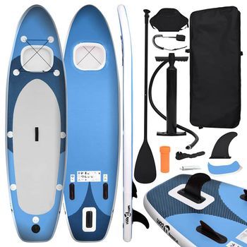Juego De Tabla Paddle Surf Inflable Azul 300x76x10 Cm Vidaxl