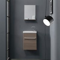 pequeno mueble de bano para espacios reducidos roble ahumado con espejo y lavabo  smart
