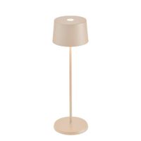 lampara de mesa zafferano led recargable y regulable color arena