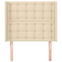 cabecero cama mueble de dormitorio con orejas de tela 93 x 16 x 118128 cm crema m020003176