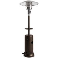 outsunny estufa de gas butano 13 kw con mesa o40 cm regulacion continua del calor antivuelco encendido piezoelectrico y ruedas marron   aosom espana