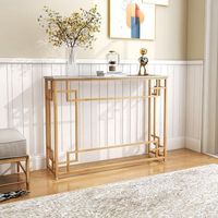 mesa consola con estructura de marmol y metal geometrico mesa de entrada estrecha blanco 81 cm