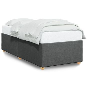 Cama Individual | Cama De Adulto | Estructura De Cama Sin Colchón Tela Gris Oscuro 90x190 Cm