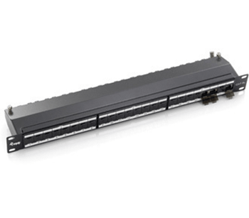 PATCH PANEL 24 PUERTOS CATEGORIA 6A APANTALLADO PREMIUM COLOR GRIS CLARO