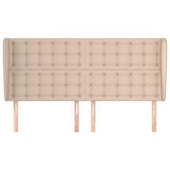 Cabecero Cama Mueble De Dormitorio Con Orejas Cuero Sintético Capuchino 183 X 23 X 118/128 Cm Marrón M02_0002863