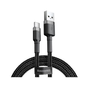 Cable USB Baseus CATKLF-CG1 2m USB A USB C Negro/Gris 2A Trenzado Reforzado