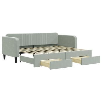 Sofá Cama Nido Con Cajones Terciopelo Gris Claro 90x200 Cm Vidaxl